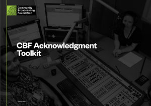 Front cover of CBF Acknowledgment Toolkit with CBF logo